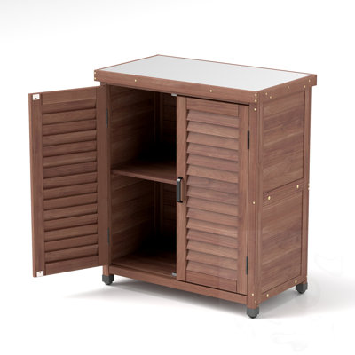 Banc de rempotage avec armoire de rangement et plateau de table en métal