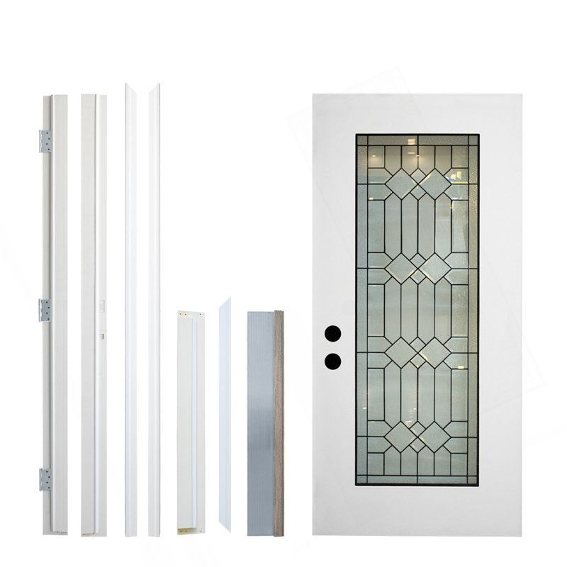 Durable 36 po X 80 po Porte pleine avant / extérieure en fibre de verre pleine largeur à finition droite - Blanc