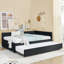 Lit de jour double avec couchette, canapé-lit capitonné, dossier et accoudoirs confortables, velours-1694250767