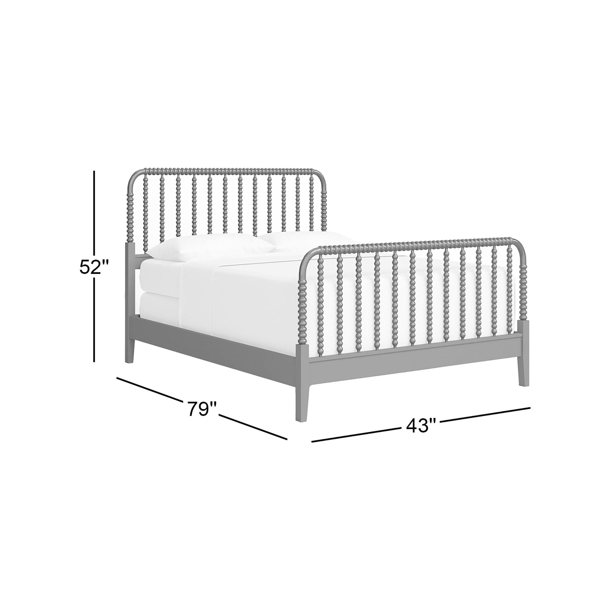 Louisa Solid Wood Spindle Bed, Brass, Twin