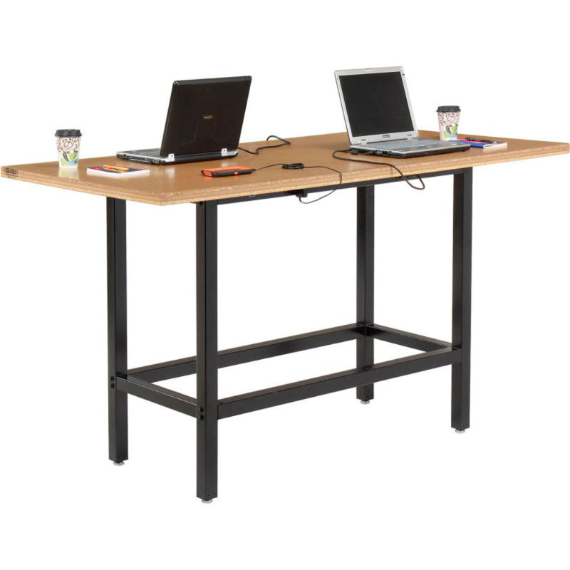 Bureau avec prises intégrées, H 42 po x l 72 po x P 36 po