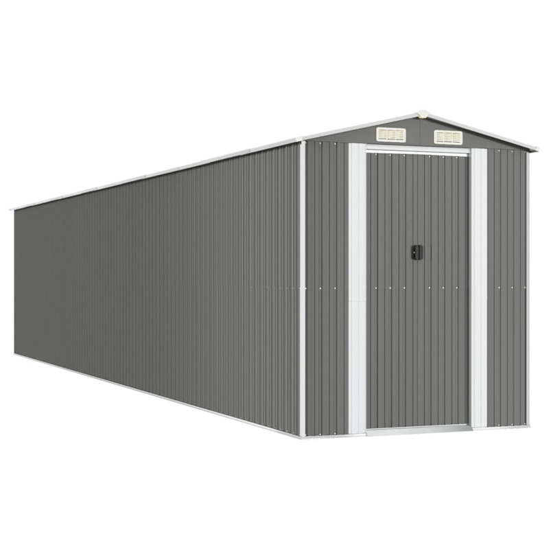 Vidaxl Garden Shed 192X1021x223 Cm Galvanised Steel, Light Grey