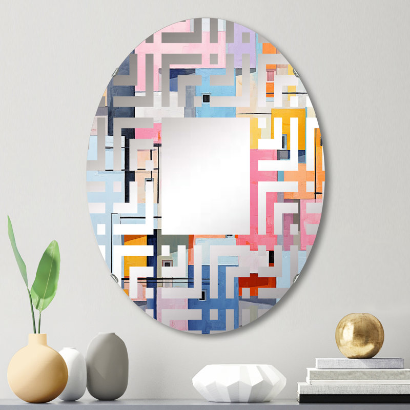 Miroir décoratif géométrique Popart Bluiding In Harlem II - Maze-MIR113436, L 20 po x H 30 po