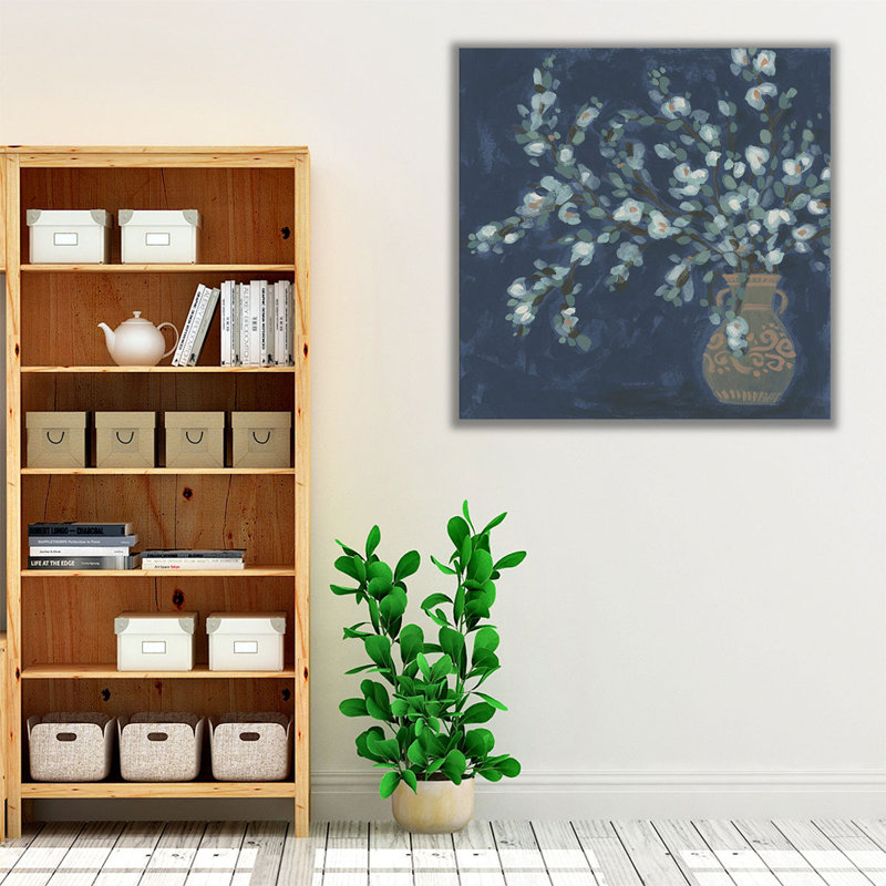 «Midnight Indigo Blooms I», reproduction d'art sur toile, H 12 po x l 12 po