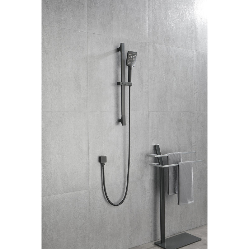 Handheld Shower With 28-Inch Slide Bar And 59-Inch Hose, Matte Black Stainless Steel, Height Adjustable, Functional Spray For Relaxing Chair Showers, Suitable All Ages Steel Shower, Bar, Settings