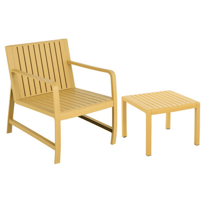 Meuble en polypropylène jaune 2 pièces, imperméable et facile à assembler, pour les petites terrasses