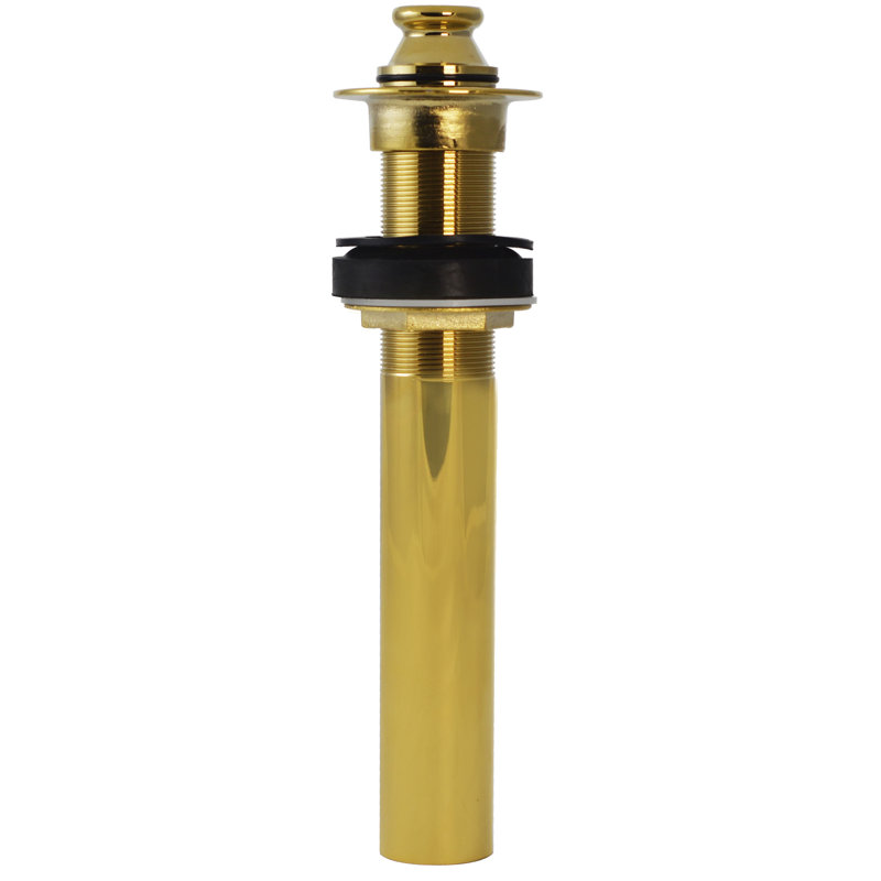 Lift & Turn Lavatory Faucet Drain without Overflow Holes - Exposed, Polished Brass