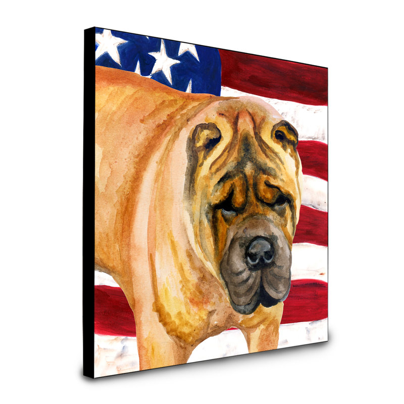 Panneau mural patriotique art Double Down, Shar Pei