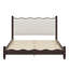 Lit plateforme en bois avec tête de lit tapissier-486764940