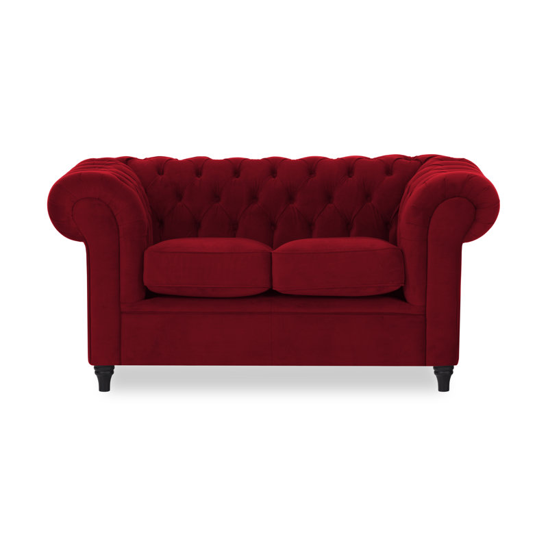 Burks 2 Seater Velvet Loveseat, Wine Red