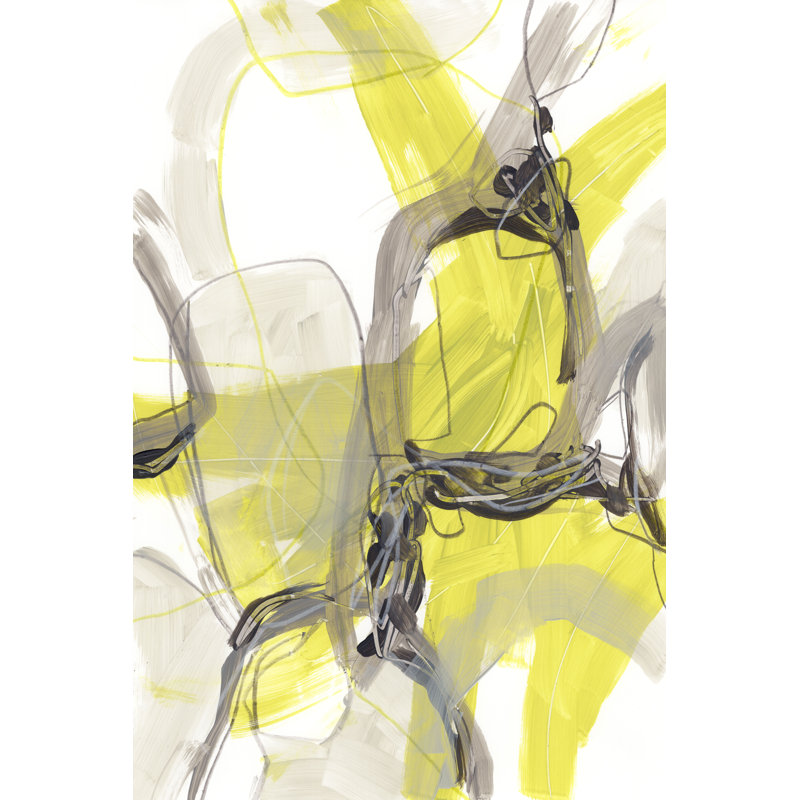 Cement Citron II - Painting, 91cm H x 61cm W, Black Floater Framed