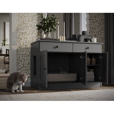 Enceinte de chat à 3 portes avec 2 tiroirs Palace Imports Haajarah