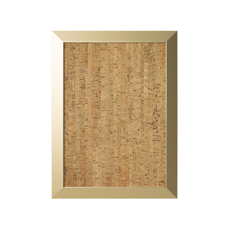 MasterVision Kamashi Personal Natural Cork Message Board + 6 Push Pins, 24" x 18", Gold Wood Frame