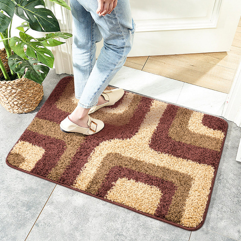 Wobna Non-Slip Geometric Indoor Doormat, 32" W x 47" L, Brown