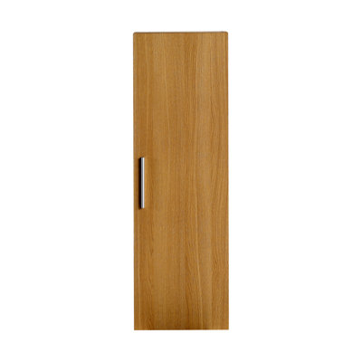 Grande armoire de salle de bain flottante murale de 12 pouces avec fabrication en contreplaqué de chêne clair, rangement dissimulé, tablettes réglables et options à deux poignées.