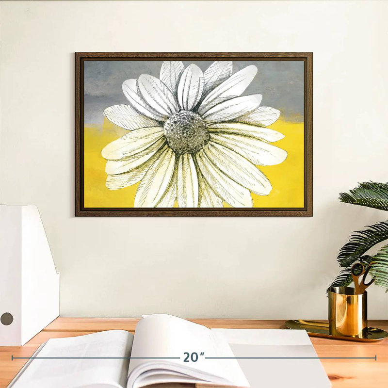 Marguerite sur les couleurs, 13 po x 9 po, Cadre flottant en noyer