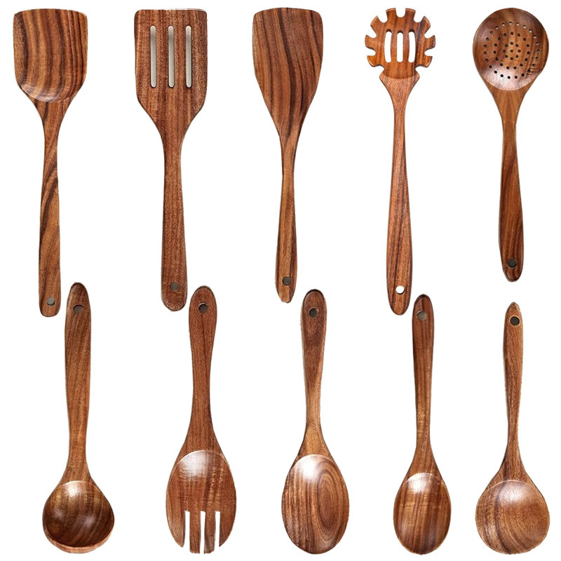 10 PCS Wooden Cooking Utensil Set