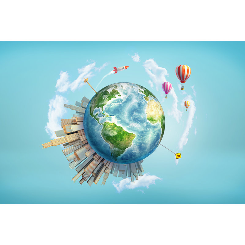 Earth Globe - Wrapped Canvas Print, 81cm H x 122cm W x 3.8cm D