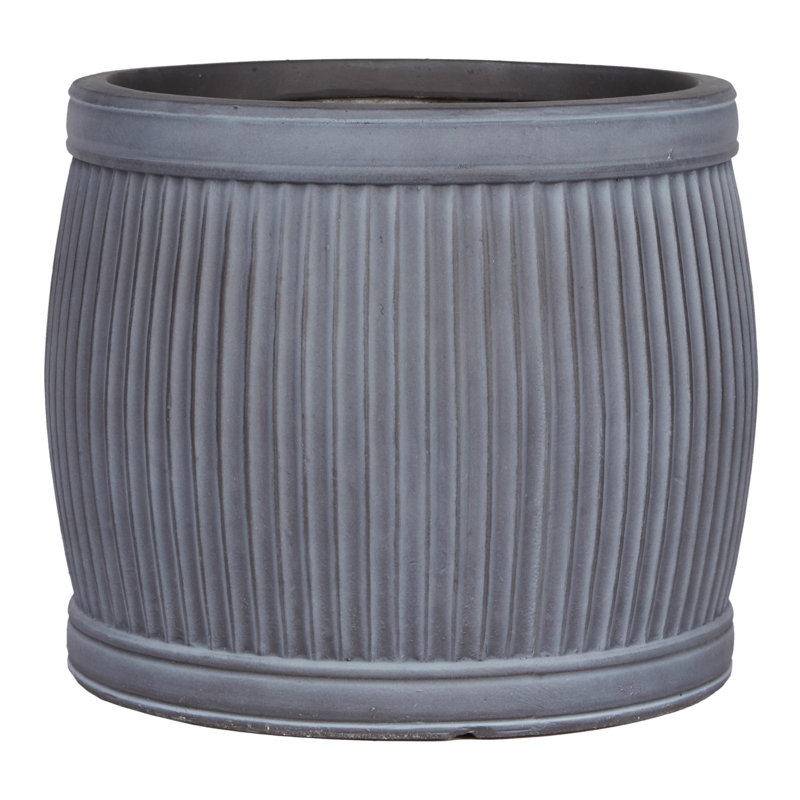 Fibreglass Plant Pot, Grey, 20cm H x 24cm W x 24cm D