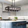 31.5" Industrial Farmhouse 5-Light Linear Chandelier Black Metal Frame with Rope Detail,Adjustable Height for Dining Room or Kitchen Island