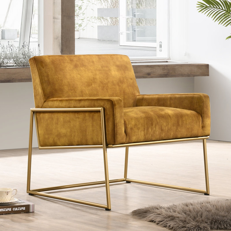 Fauteuil en polyester de 29,5 po Milano, Polyester 100 % doré