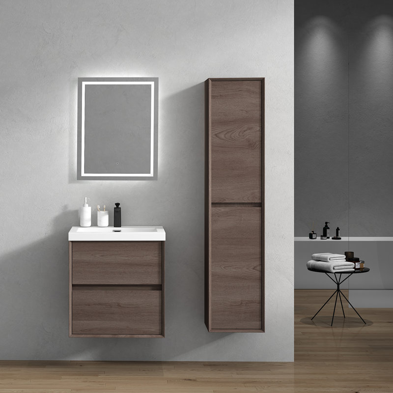 Seavy 23.4'' Single Bathroom Vanity with Acrylic Top, Red