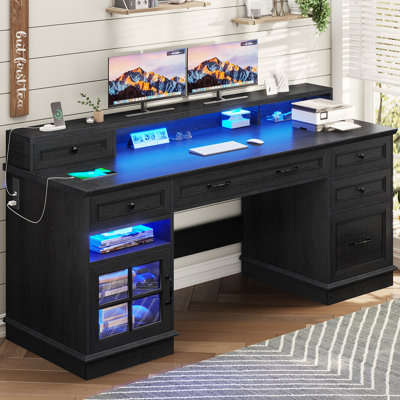 Melodee Modular Executive Desk with Built-In Electrical Outlet