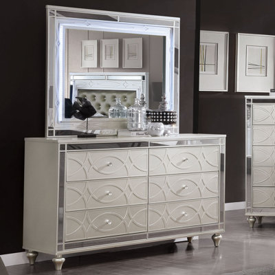 Commode double 6 tiroirs avec miroir Shala