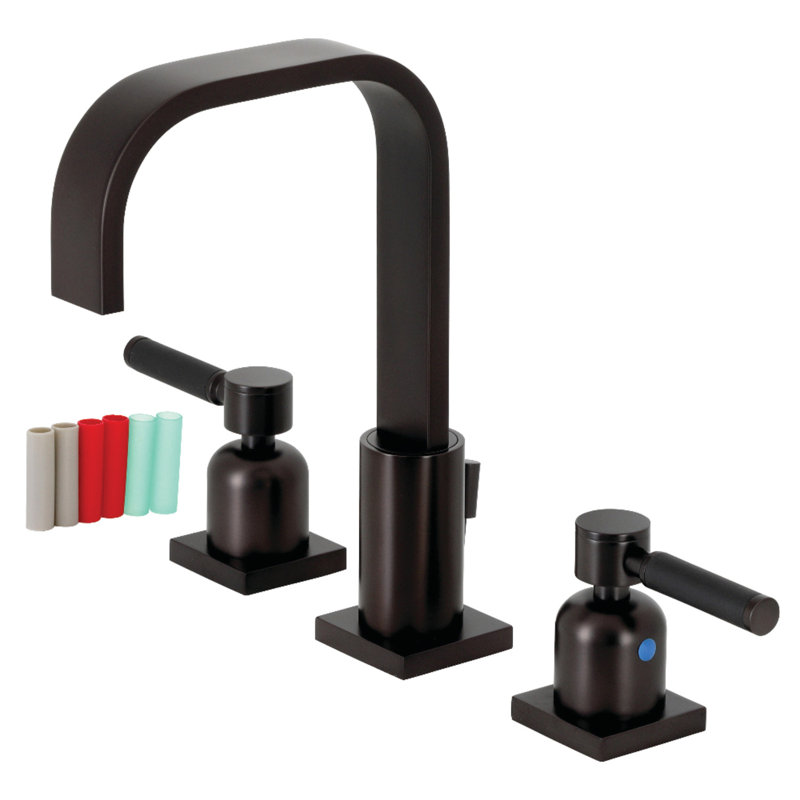 Kingston Brass Kaiser Two-Handle 3-Hole Deck Mount Widespread Bathroom Faucet with Retail Pop-Up Drain
