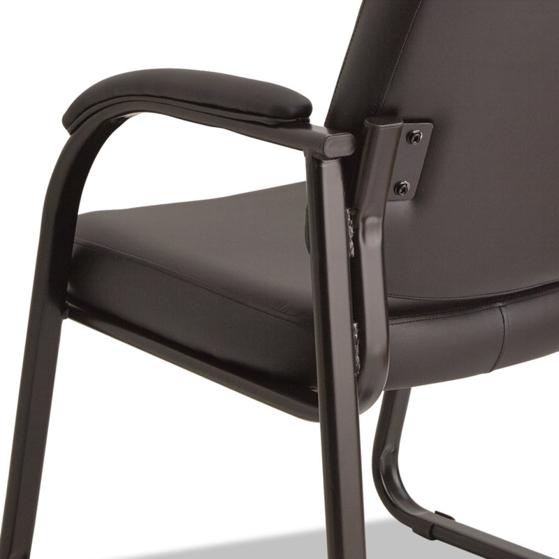 Black Fabric and Metal Sled Base Guest Chair