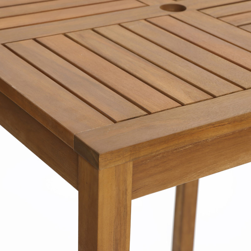 Outdoor Acacia Wood 4-Person Counter Height Table with 4 Stools Set