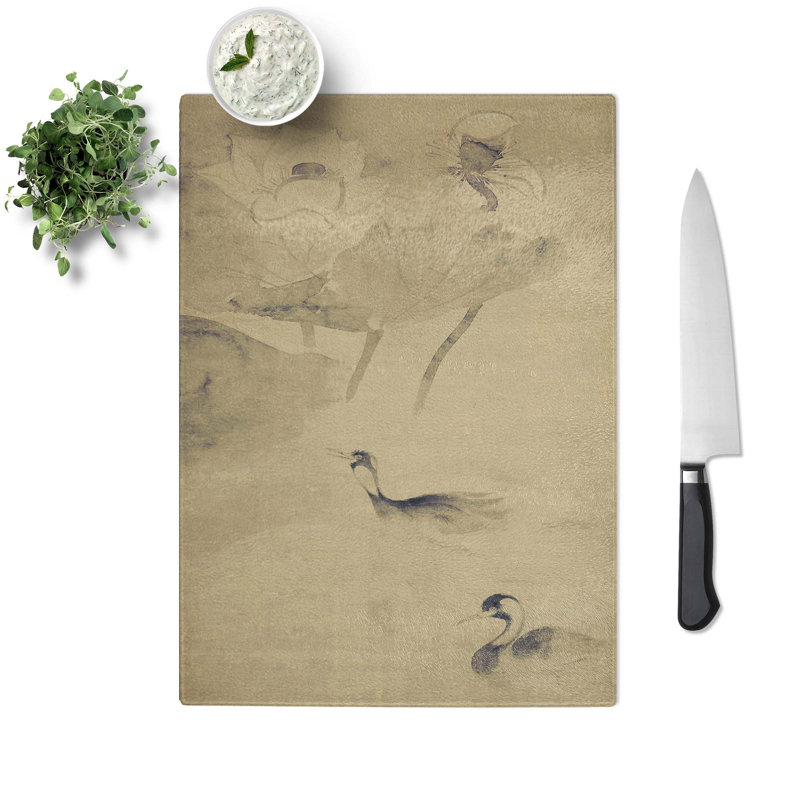 Glass Ducks in The Lotus Pond by Tawaraya Sotatsu Chopping Board, 39 cm W x 28.5 cm L