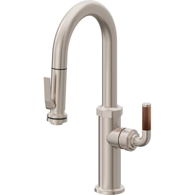 Pull-Down Prep/Bar Faucet With Squeeze Sprayer, Satin Nickel