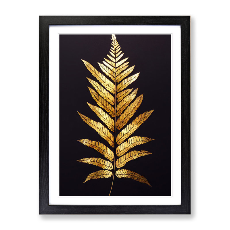 Bazartete Fern Leaf Classic Art Vol.2 - Picture Frame Print, 64cm H x 46cm W x 2cm D, Black