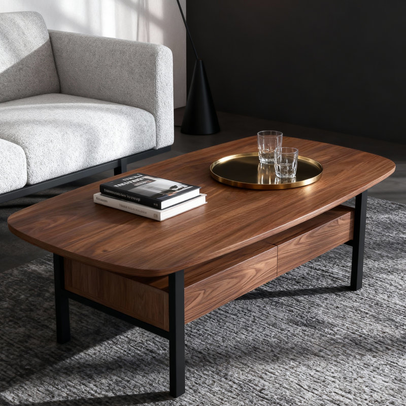 Table basse de salon moderne 47,2 "avec tiroirs et tablette ouverte