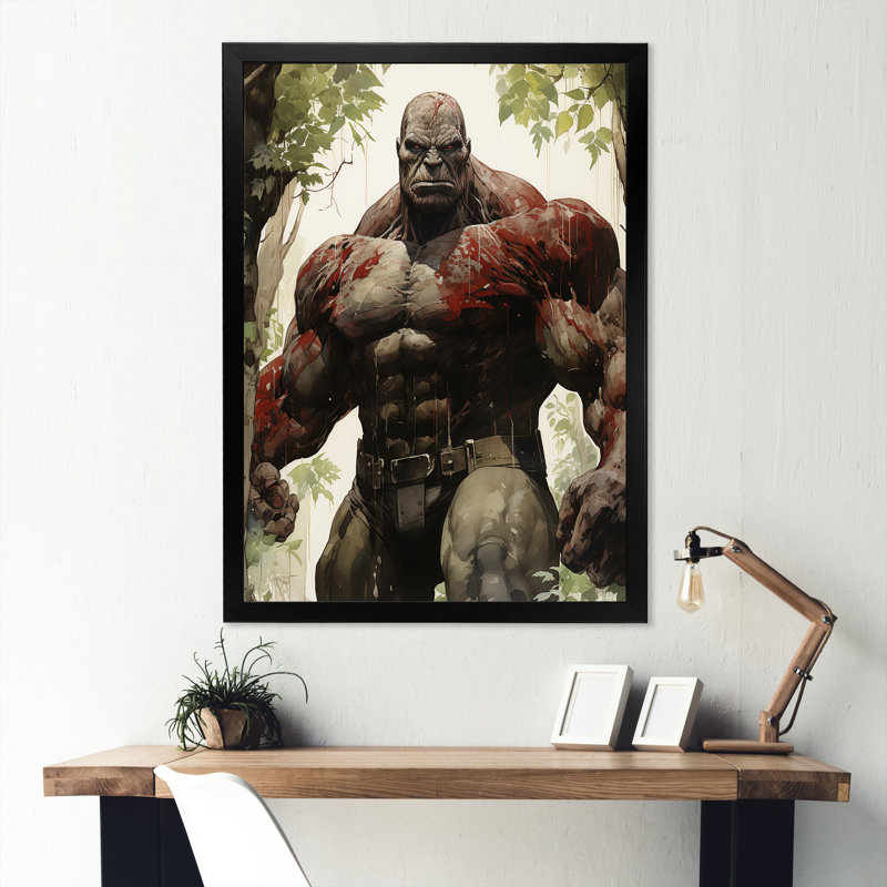 Art géant sanglant «Superhero II - Giants», Cadre simple noir, H 44 po x l 34 po x P 1,5 po