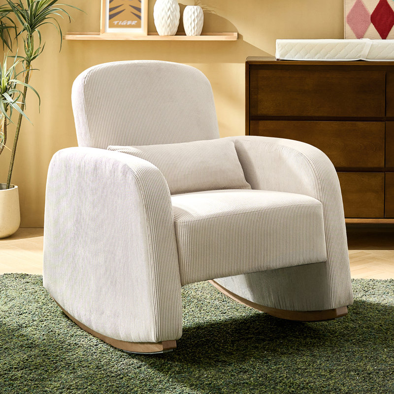 Chaise berçante moderne en polyester Rod, Blanc