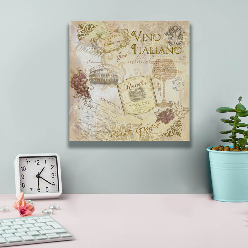 «Italian Wine» par Fiona Stokes-Gilbert, art mural sur toile, H 12 po x l 12 po x P 0,75 po