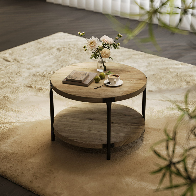 Table basse à 2 niveaux, Bois, 18.31" H x 29.61" L x 29.61" W