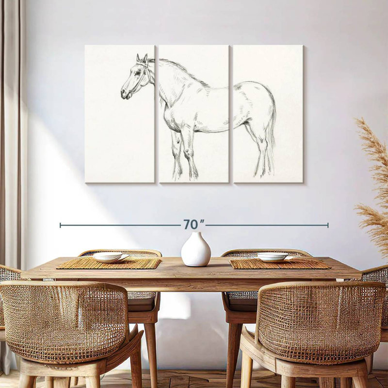 Brampt debout cheval 1818, H 36 po x l 57 po