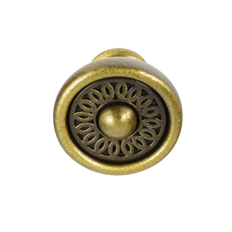 Wilmont 1 1/4" Diameter Round Knob, Antique Brass
