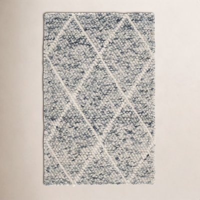Russo Ivory Blue Hand-Woven Geometric Rug