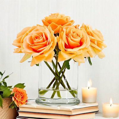 Small Real-Touch Rose Flower Centerpiece Unique Cozy Flower Arrangement
