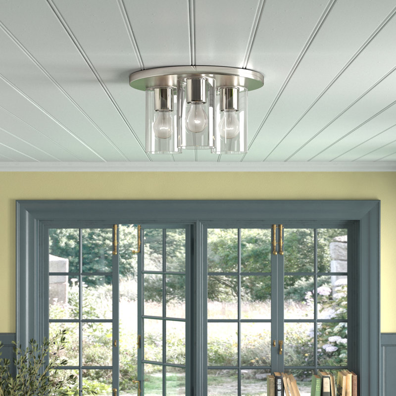 Mollie Glass Flush Mount, Brushed Nickel