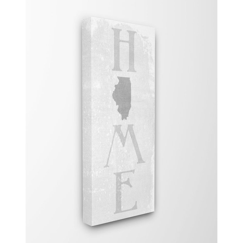 «Illinois Home State Map Textured Word Design», impression sur toile, Toile tendue, H 24 po x l 10 po