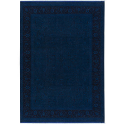 Hand-Knotted High-Quality Dark Navy Area Rug