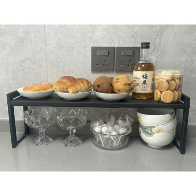Expandable Cabinet Shelf Organizer 16-26" L Stackable Kitchen Counter Shelf Rack Stand Sink Shelf Riser Countertop Storage (Narrow 5.1”D)