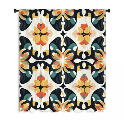 Flowers Window Curtains, Floral Blockout & Sheer Curtains - 1 Panel