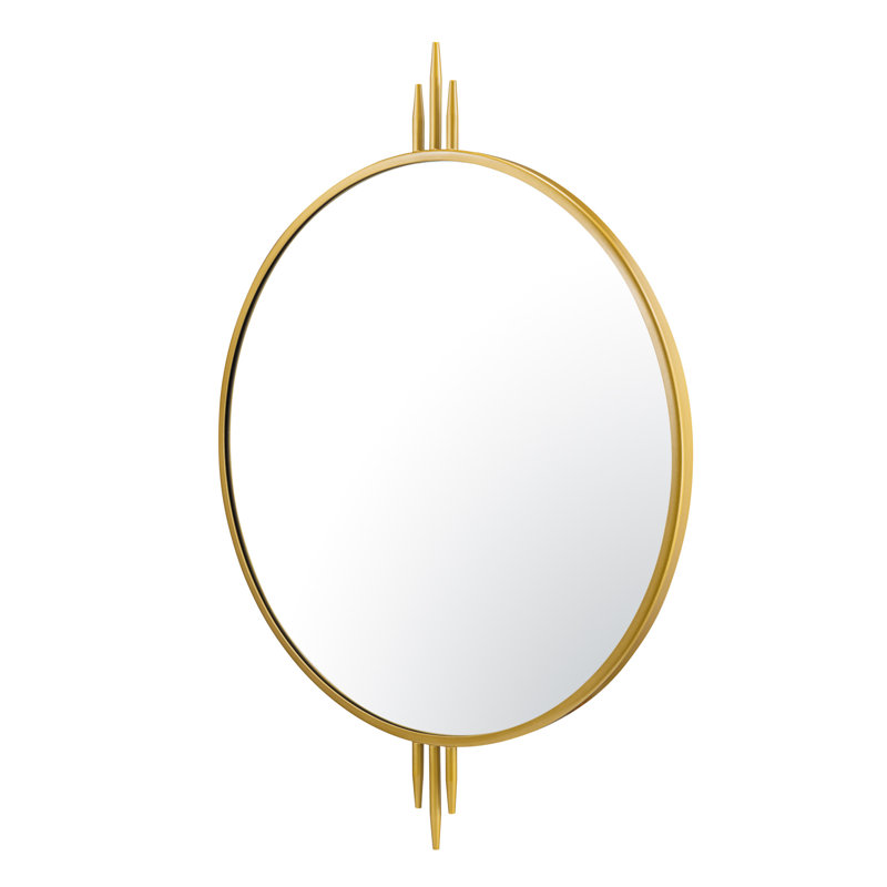 Propaganda Round Wall Mirror - Gold, 41" x 30", Gold, Round