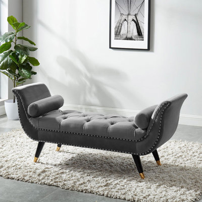 Banc avec accoudoirs en velours Annegreth